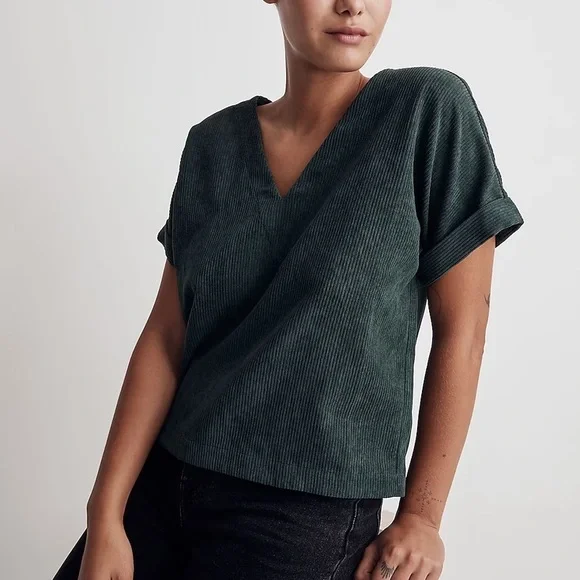 Madewell Corduroy V-Neck Top NI323 - Picture 3 of 6